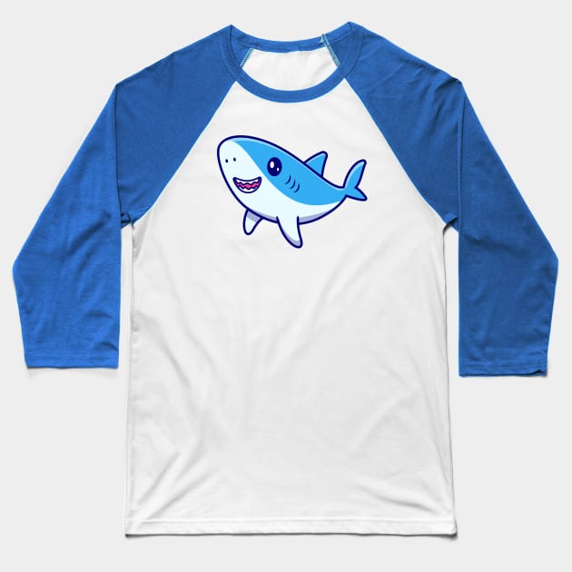 Cute Shark Swimming Baseball T-Shirt by Catalyst Labs